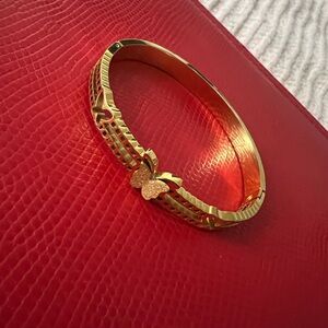 Gold Butterfly Accent Women's Bangle Bracelet